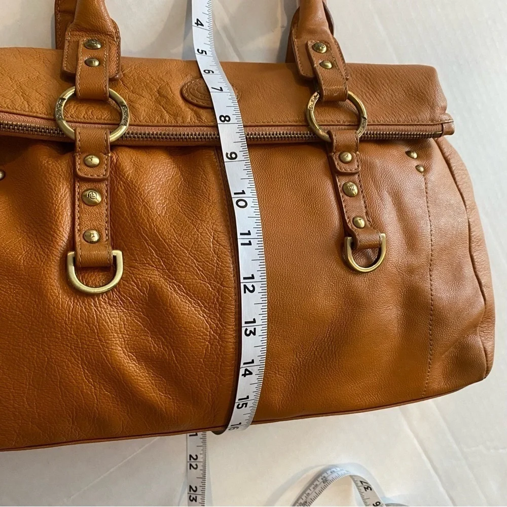 Dr. Koffer Tan Leather Satchel Structured Design Double Handles w/ Coin Purse